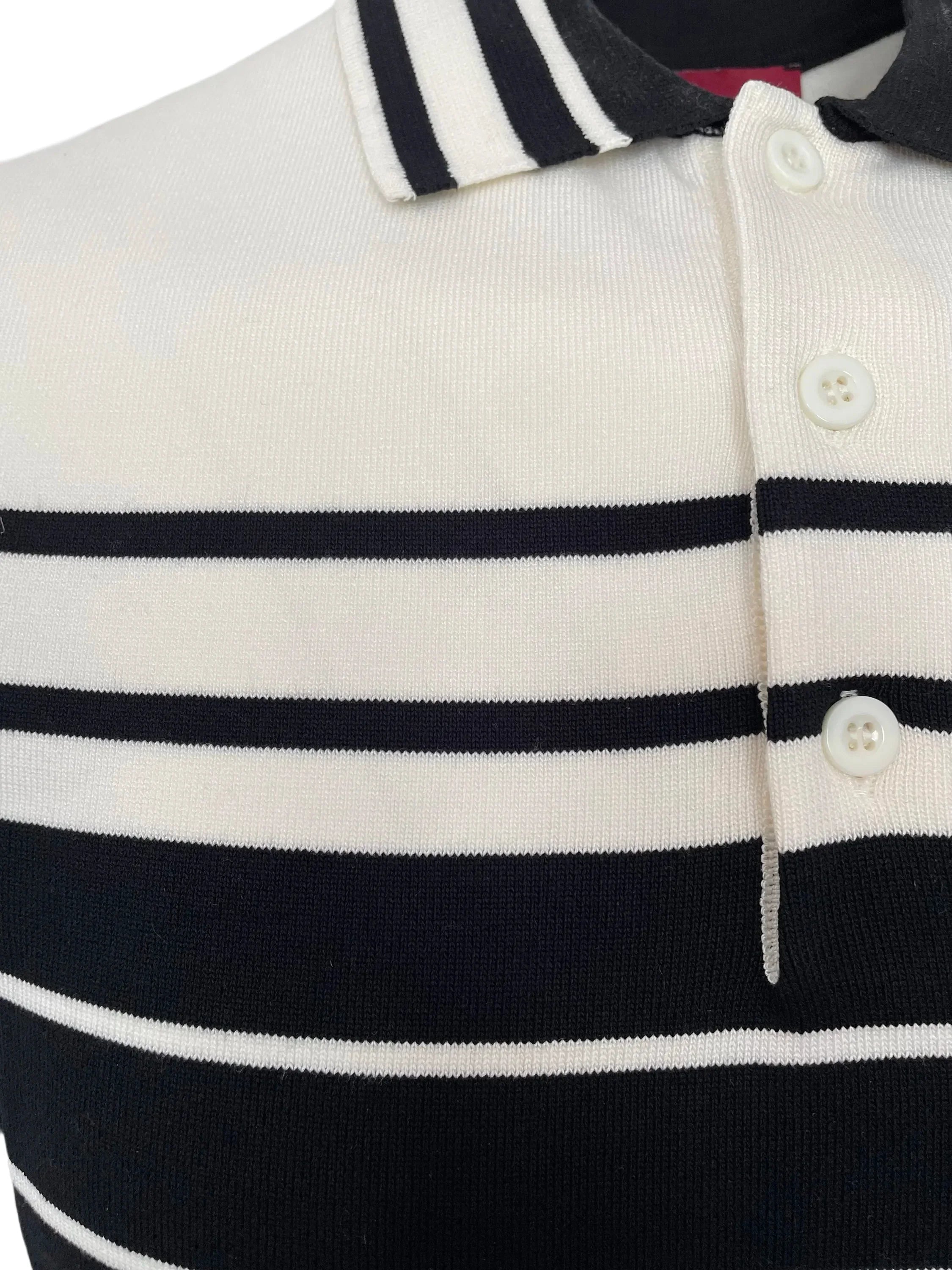 Gucci Men's Logo Print Striped Polo Shirt