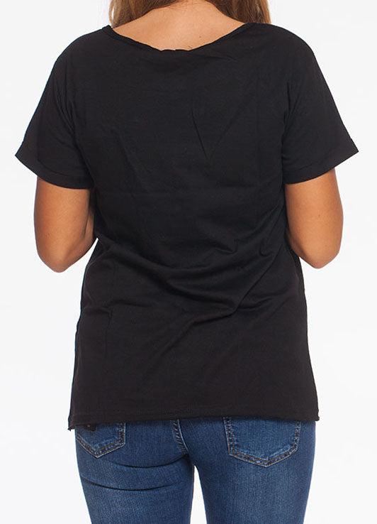 Balmain Women's Black Embroidered Crest T-Shirt