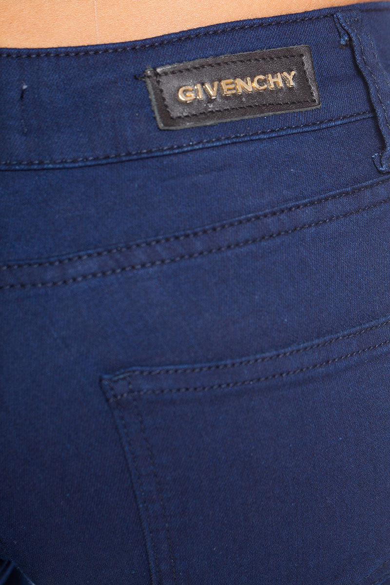 Givenchy Women's Dark Blue Skinny Jeans with Star Patches